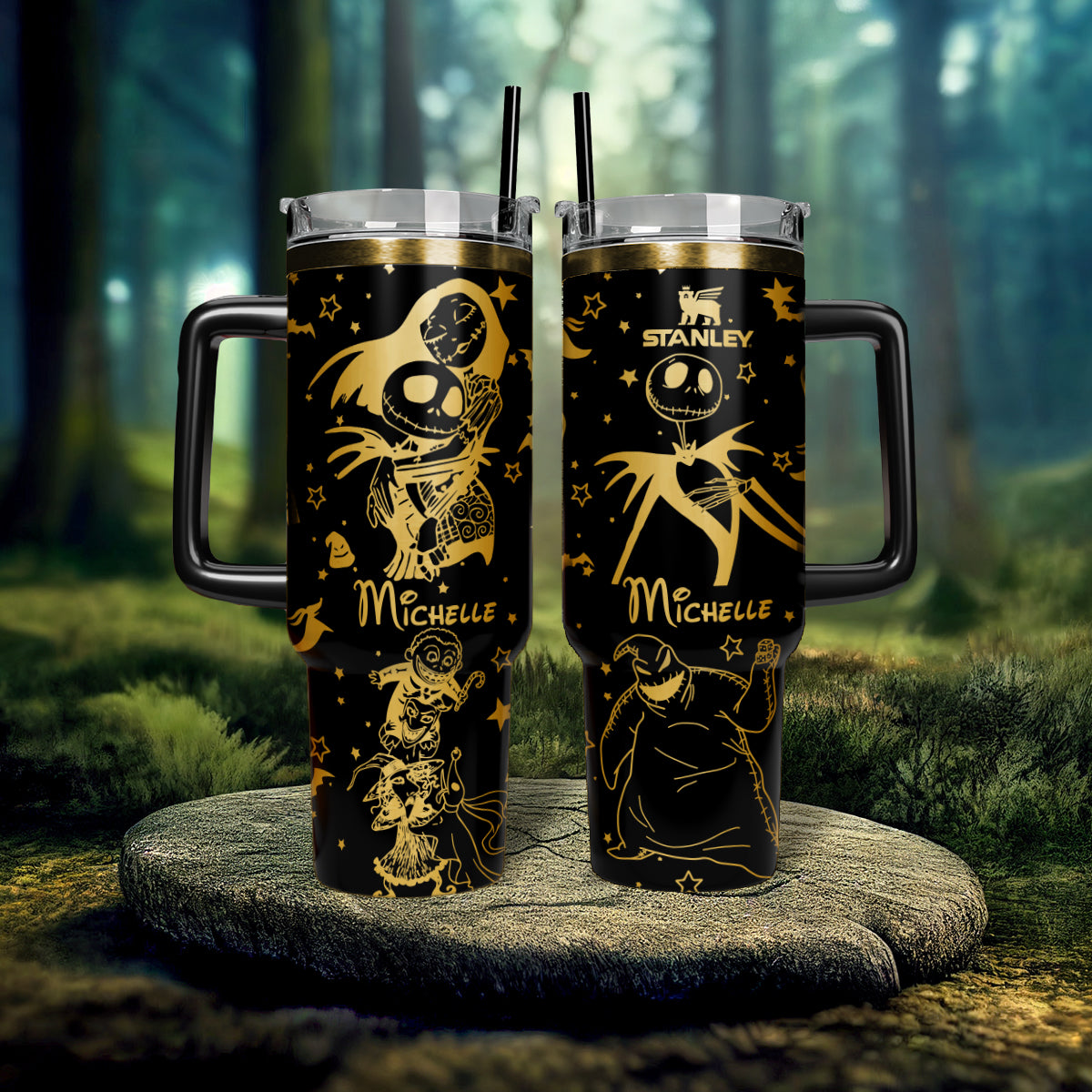 Custom Name Jack and Sally The Nightmare Before Coffee Tumbler 40 oz