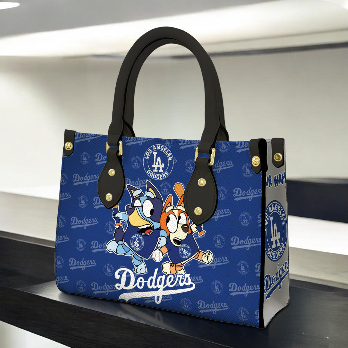 Custom Name Los Angeles Dodgers Women Leather Hand Bag