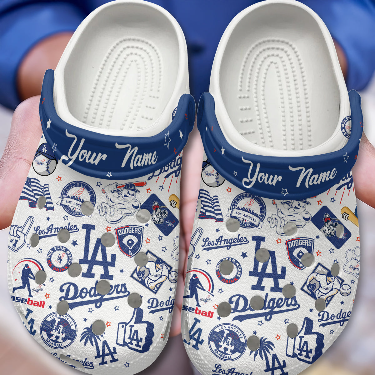 Custom Name Los Angeles Dodgers Baseball Team MLB Clogs - 503HLHNCR088
