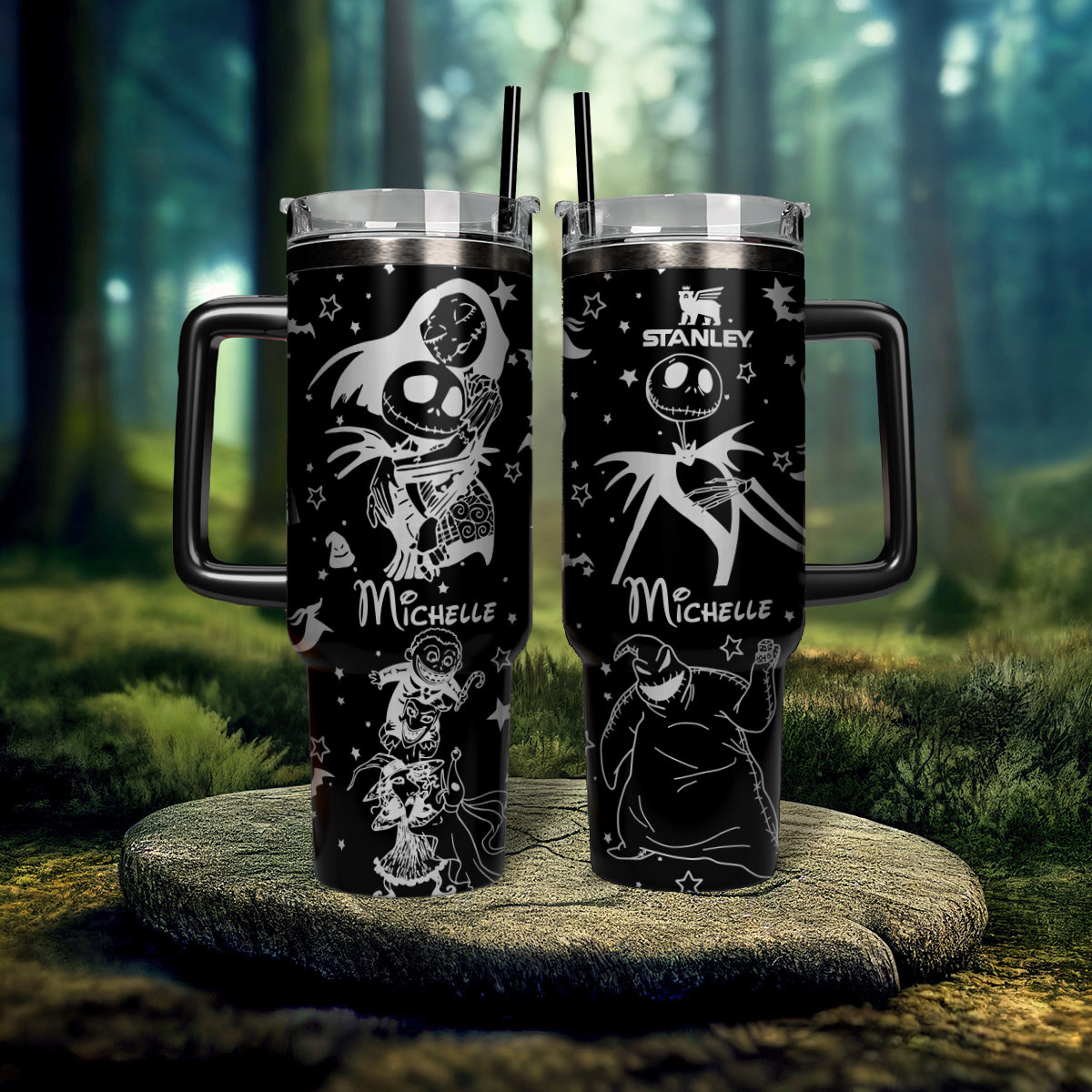Custom Name Jack and Sally The Nightmare Before Coffee Tumbler 40 oz