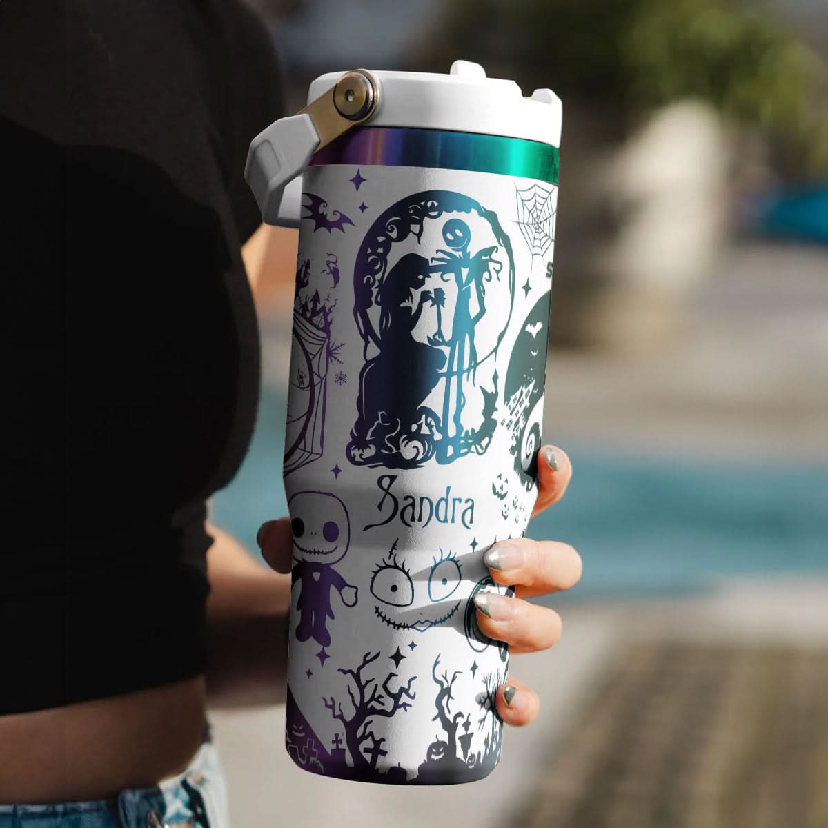 Custom Name Jack And Sally IceFlow 40oz Tumbler