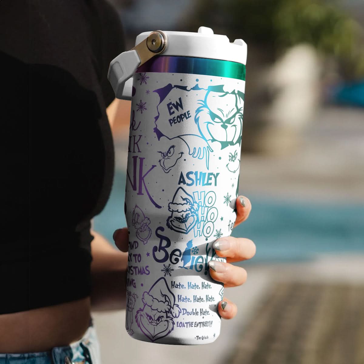 Custom Grinch IceFlow 40oz Tumbler - 410QAHNTB022