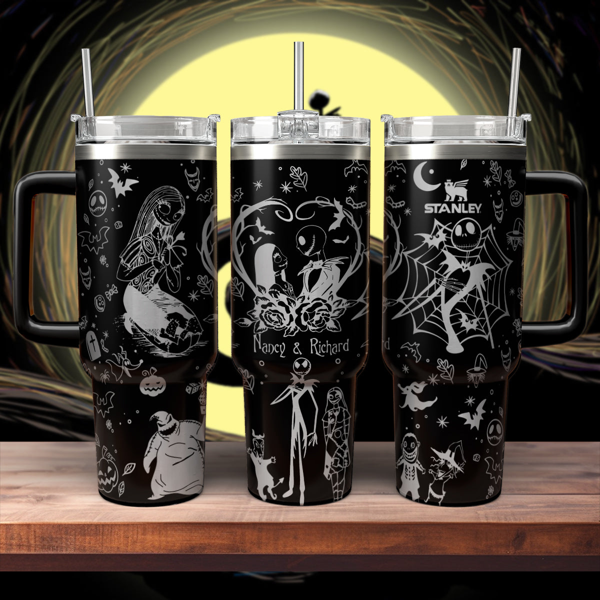Custom Name Couple Jack and Sally Nightmare Stanley 40 oz Tumbler