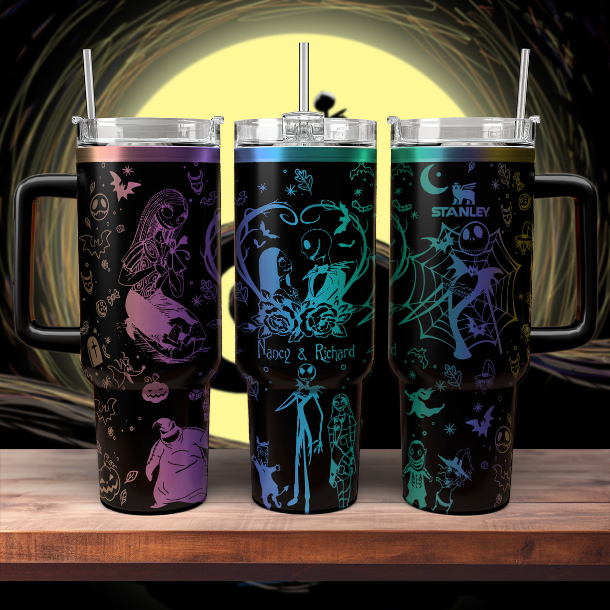 Custom Name Couple Jack and Sally Nightmare Stanley 40 oz Tumbler