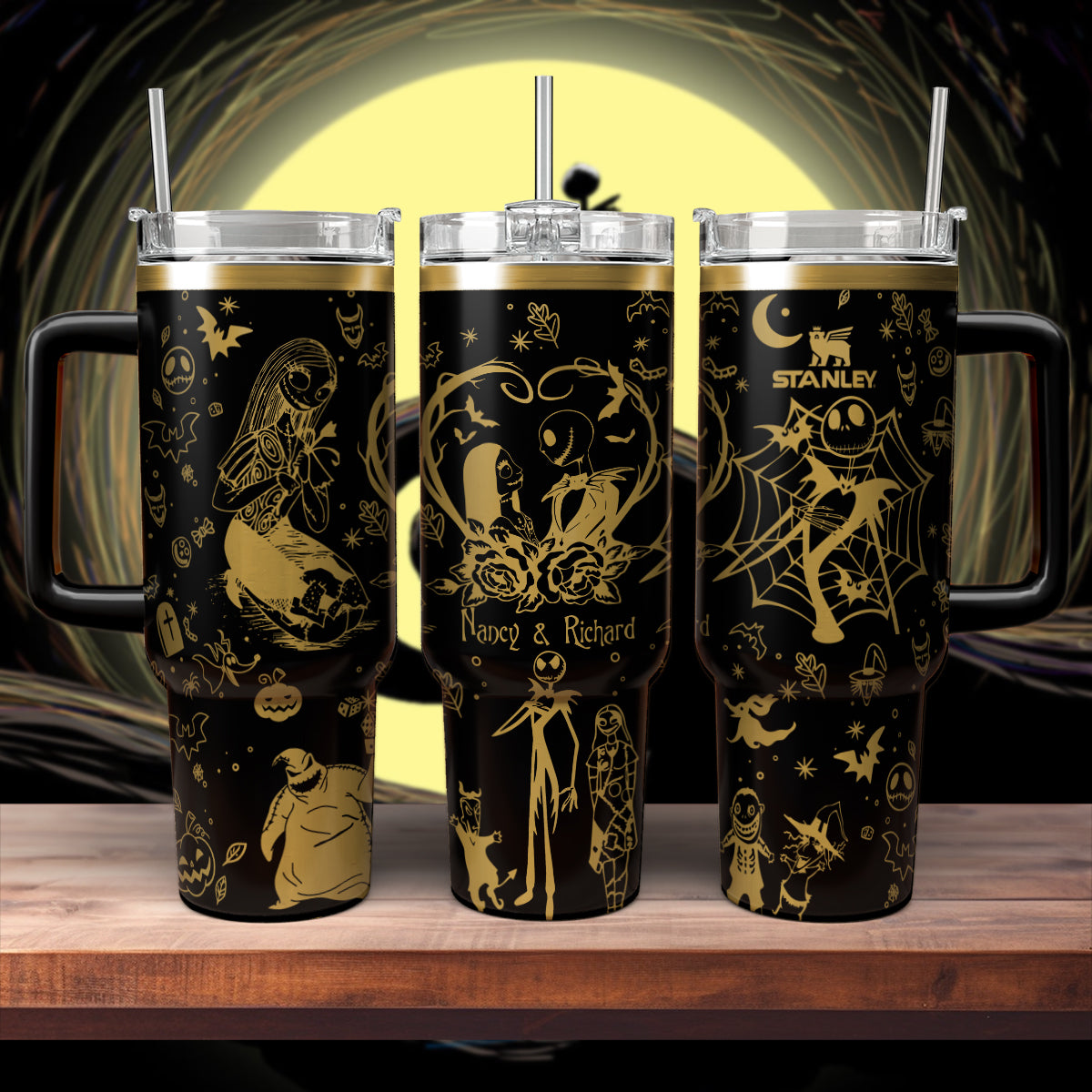 Custom Name Couple Jack and Sally Nightmare Stanley 40 oz Tumbler