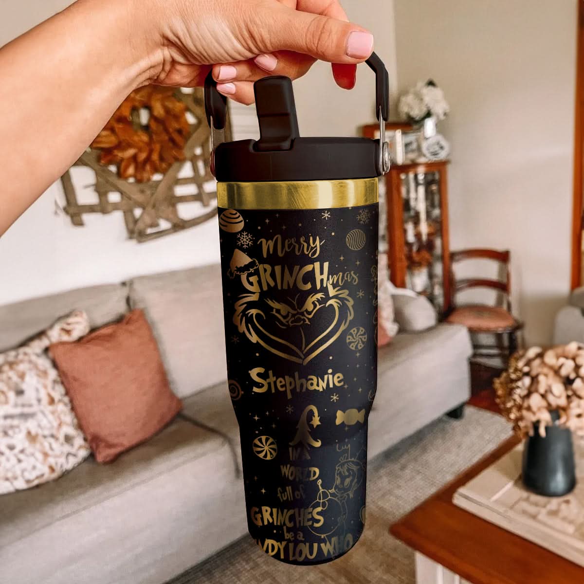 Custom Grinch IceFlow 40oz Tumbler - 410QAHNTB003