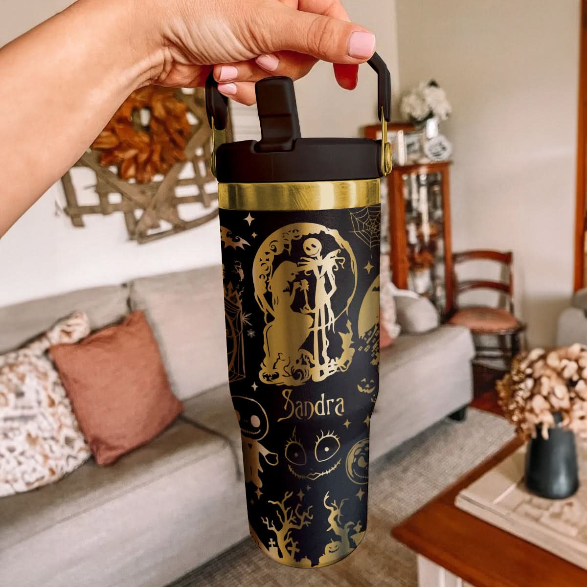 Custom Name Jack And Sally IceFlow 40oz Tumbler
