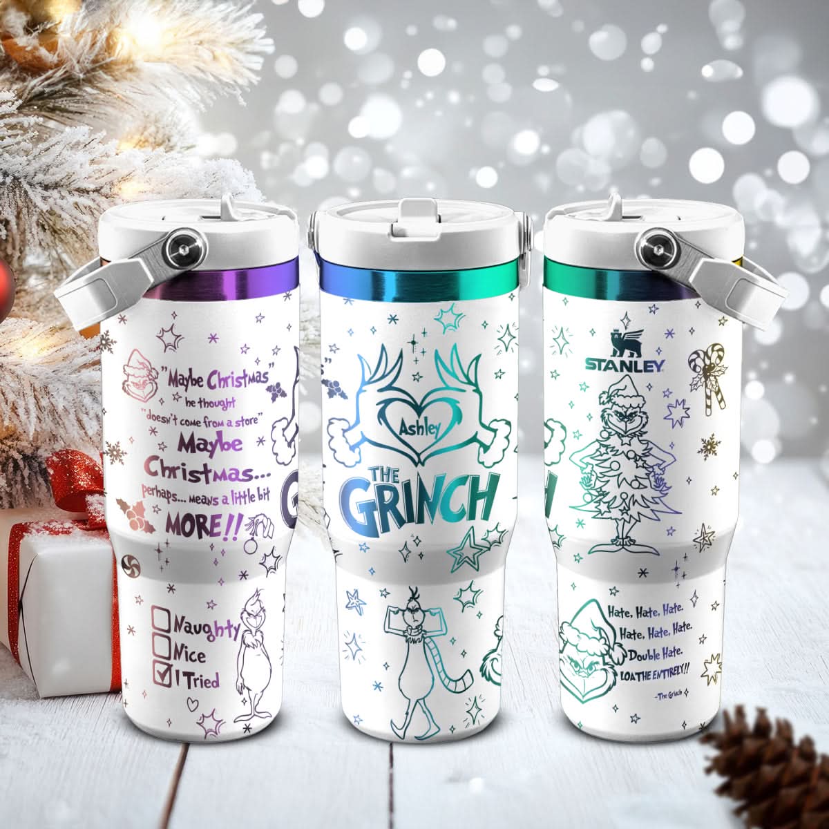 Custom Grinch IceFlow 40oz Tumbler - 410QAHNTB004