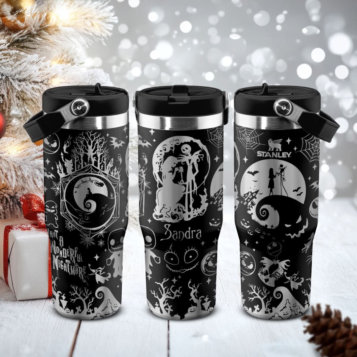 Custom Name Jack And Sally IceFlow 40oz Tumbler