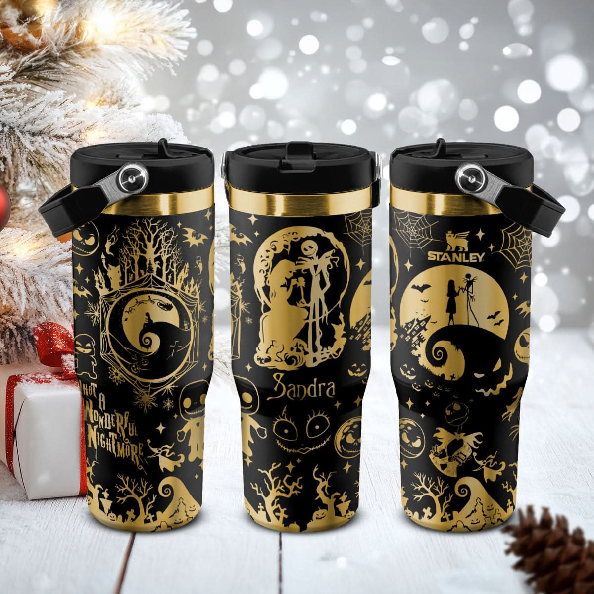 Custom Name Jack And Sally IceFlow 40oz Tumbler
