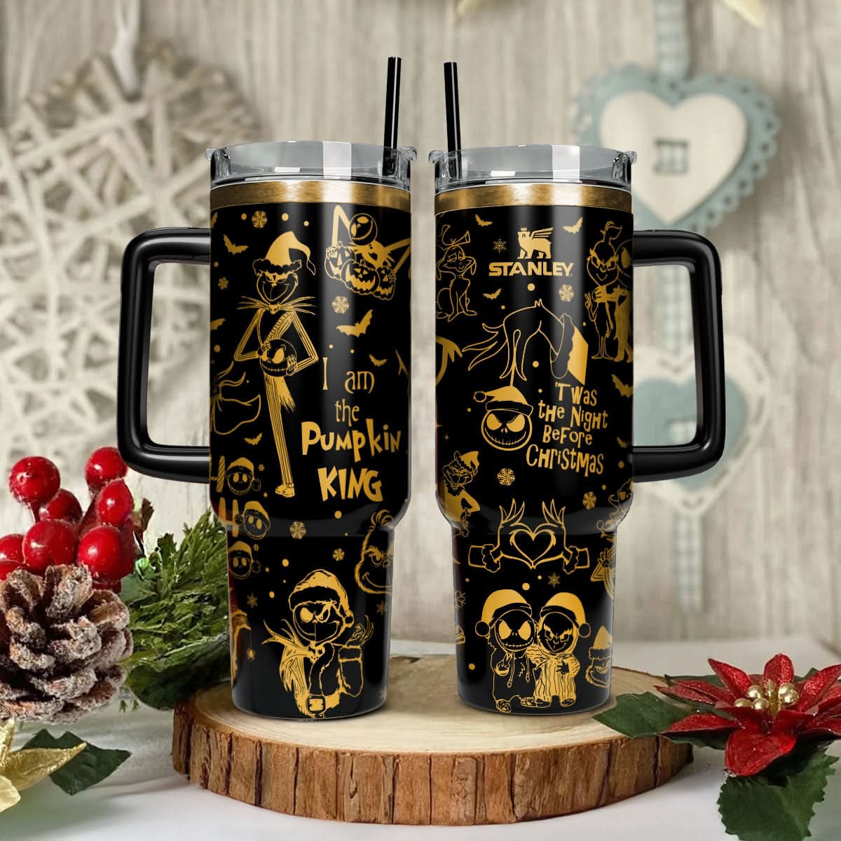 Couple Custom The Nightmare Before Christmas and Grinch 40oz Tumbler