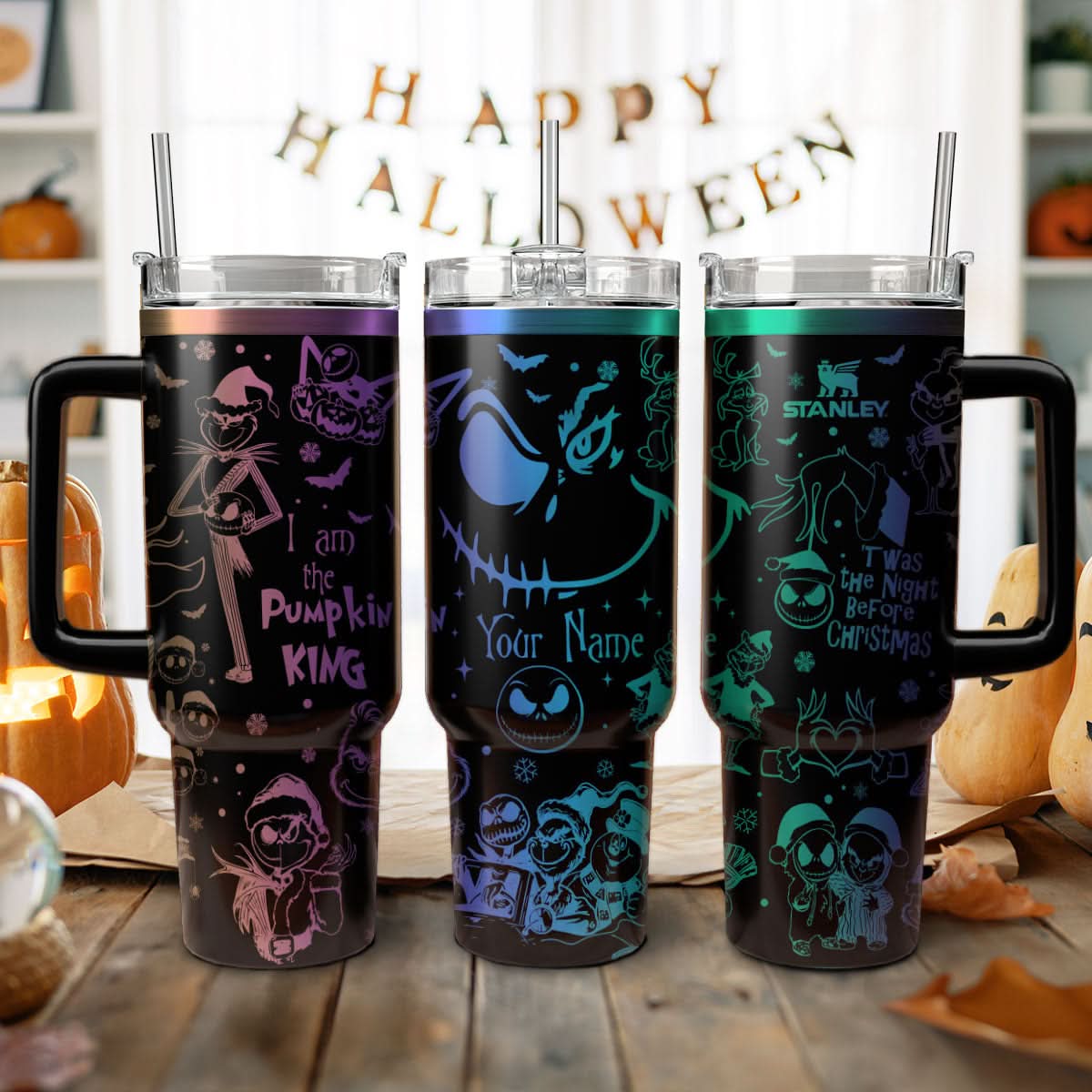 Couple Custom The Nightmare Before Christmas and Grinch 40oz Tumbler