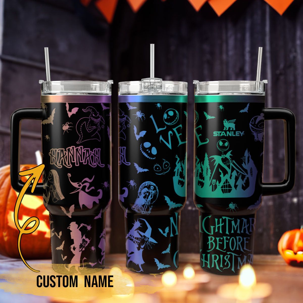 Custom Jack Nightmare Christmas Engraved Stanley 40oz Tumbler