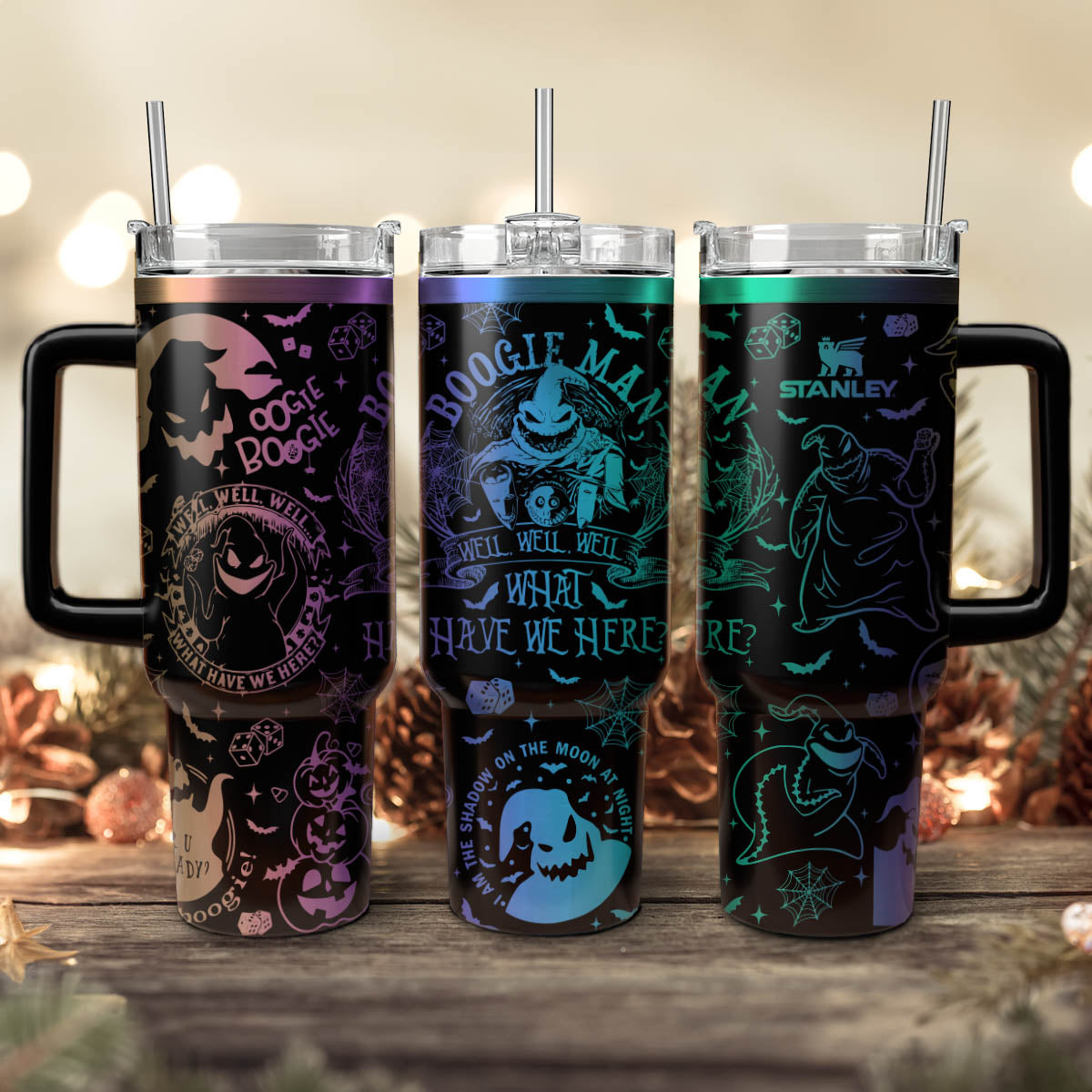 Oogie Boogie Man Nightmare Christmas Tumbler, Halloween Engraved Tumbler 40oz