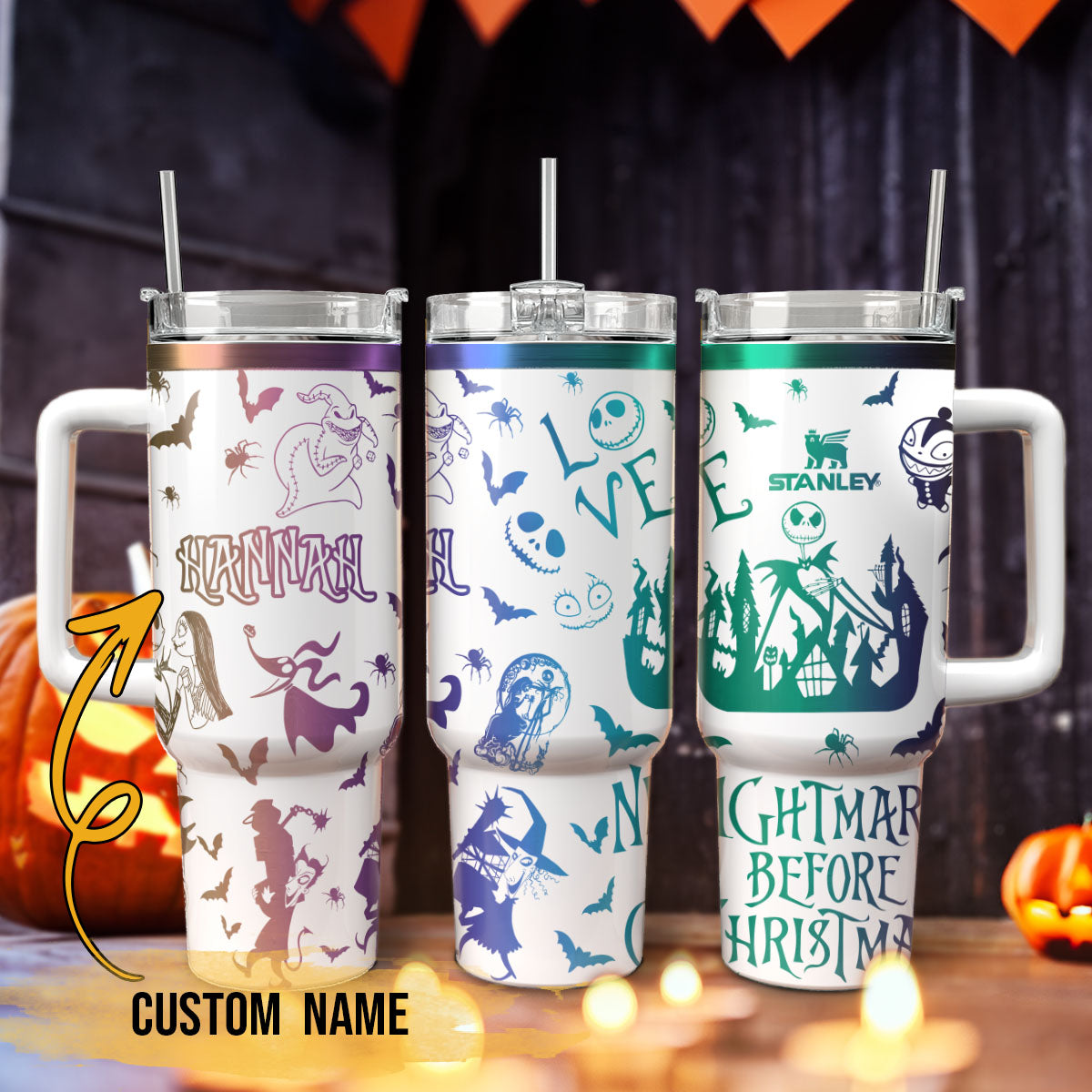 Custom Jack Nightmare Christmas Engraved Stanley 40oz Tumbler