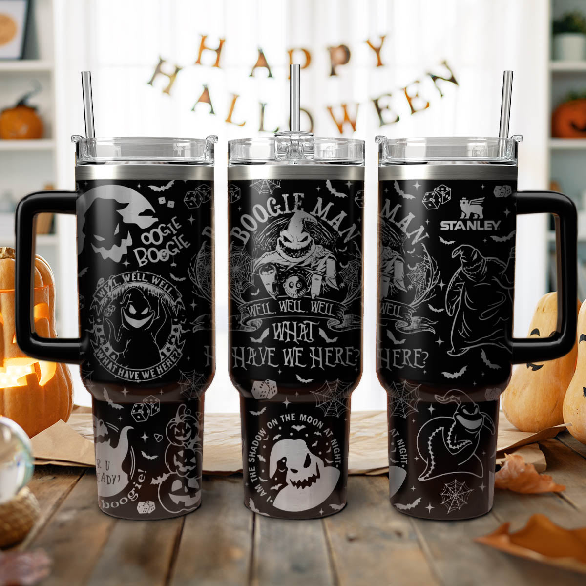 Oogie Boogie Man Nightmare Christmas Tumbler, Halloween Engraved Tumbler 40oz
