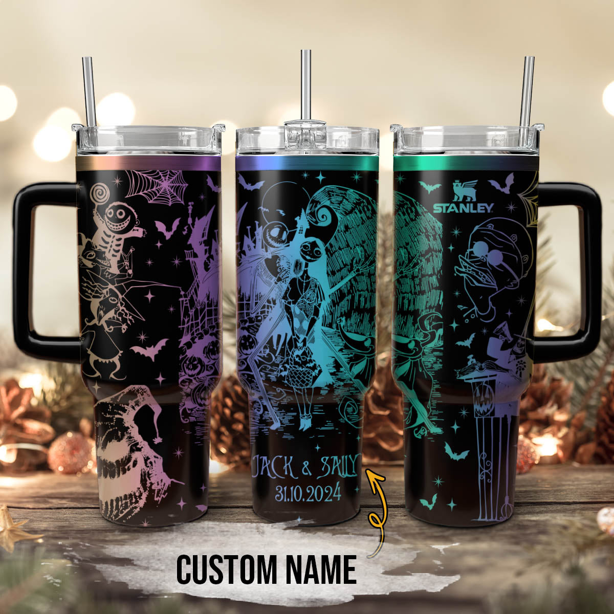 Custom Name Couple The Nightmare Before Stanley 40 oz Tumbler
