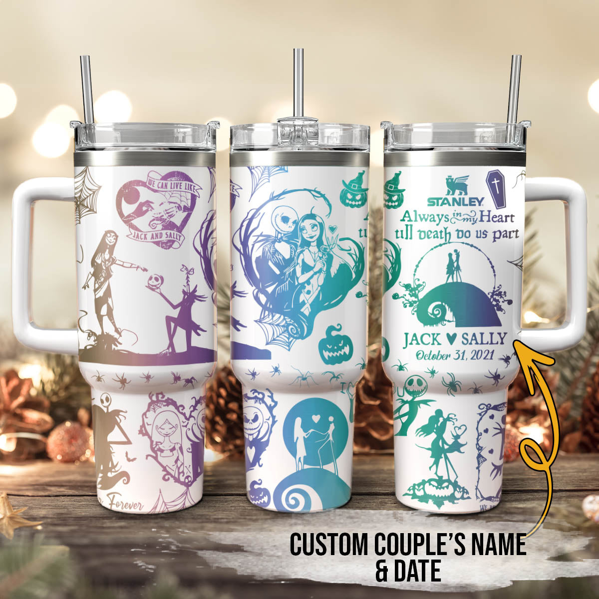 Custom Name Couple The Nightmare Before Stanley 40 oz Tumbler