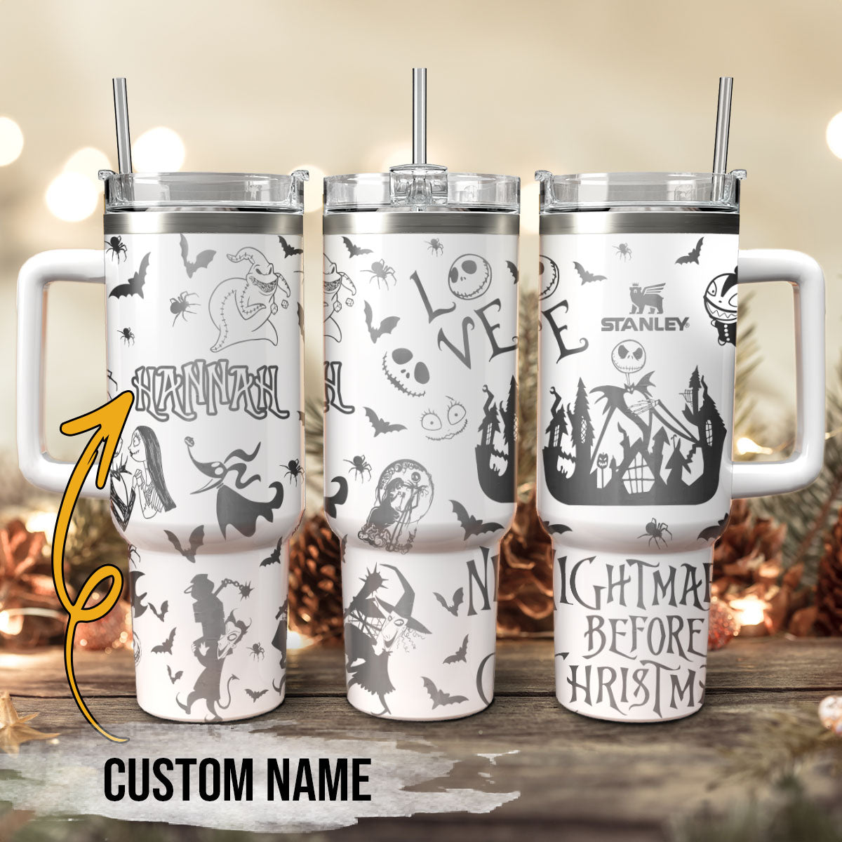 Custom Jack Nightmare Christmas Engraved Stanley 40oz Tumbler