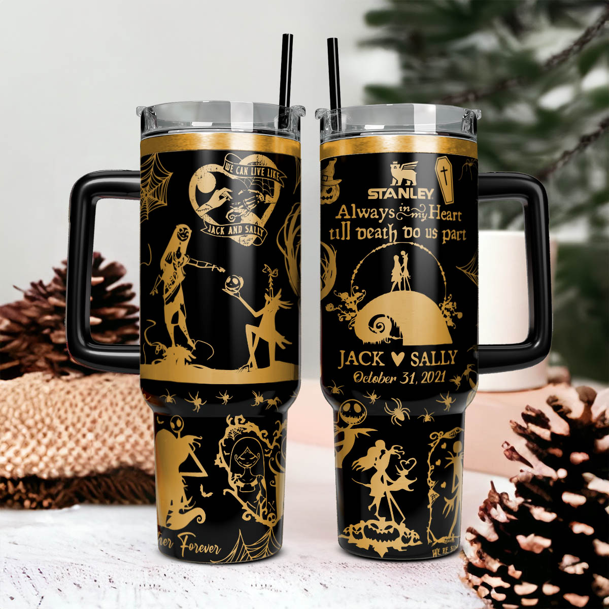 Custom Name Couple The Nightmare Before Stanley 40 oz Tumbler