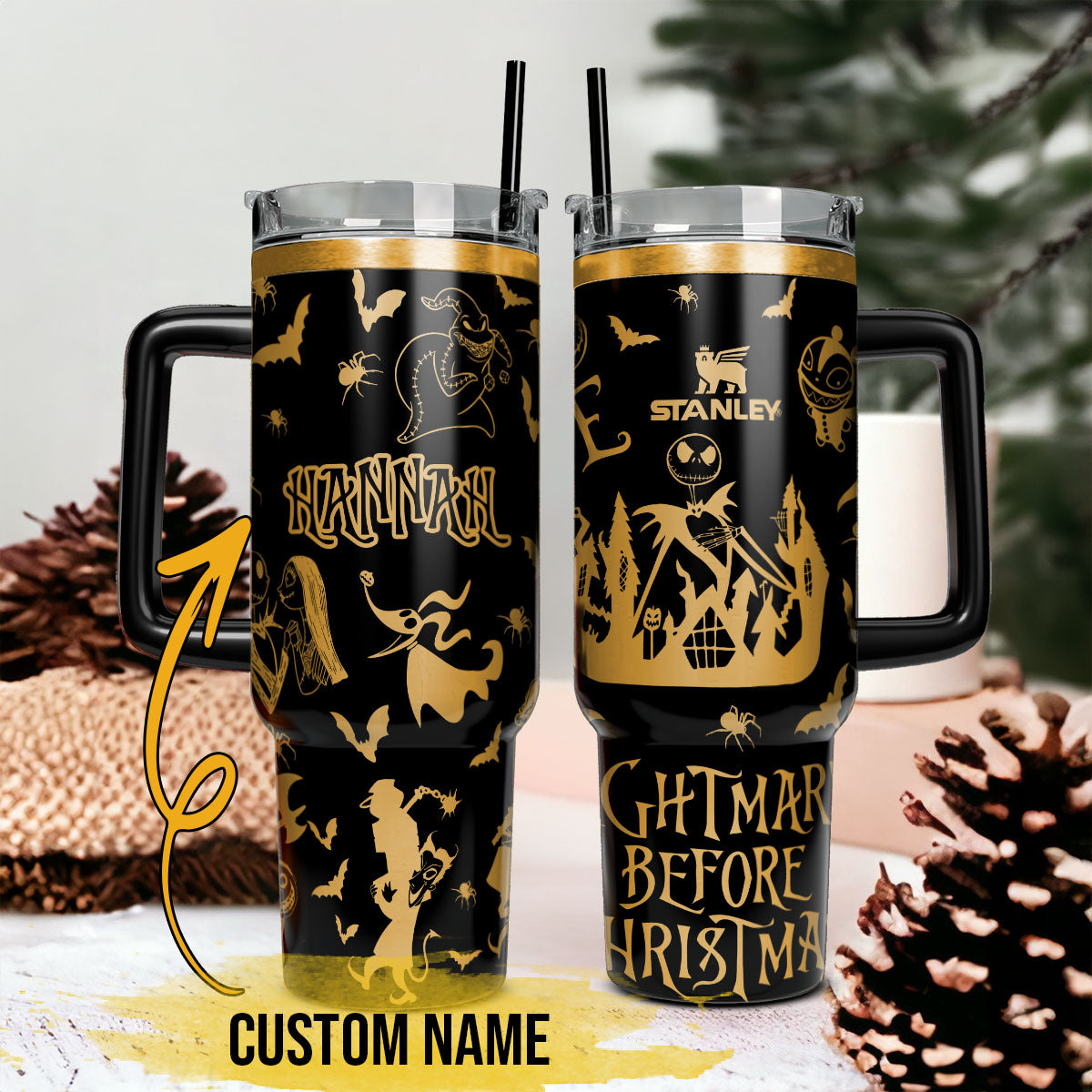 Custom Jack Nightmare Christmas Engraved Stanley 40oz Tumbler