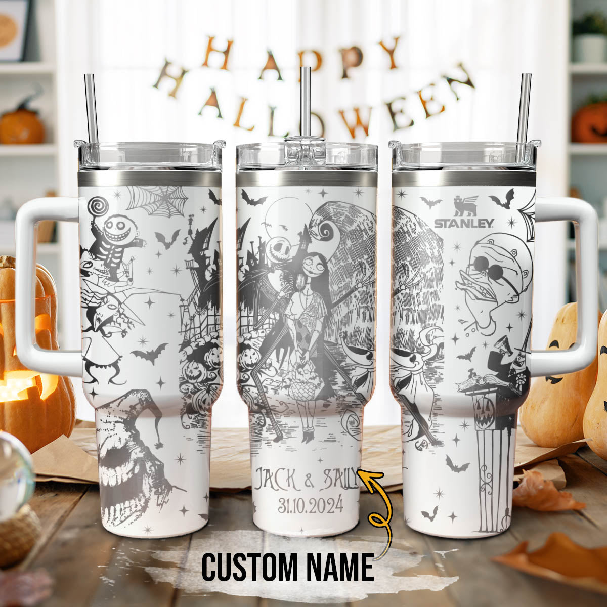 Custom Name Couple The Nightmare Before Stanley 40 oz Tumbler
