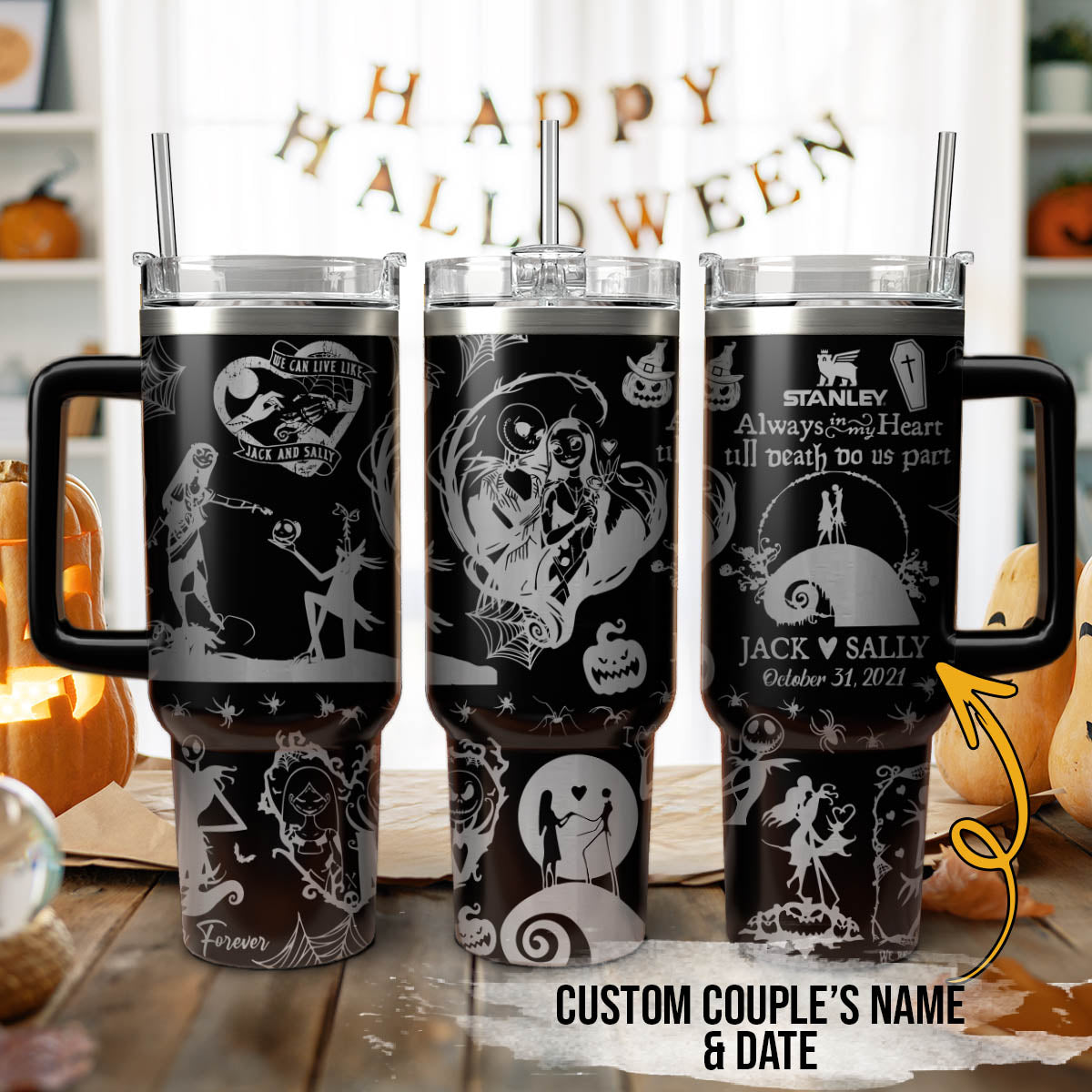 Custom Name Couple The Nightmare Before Stanley 40 oz Tumbler