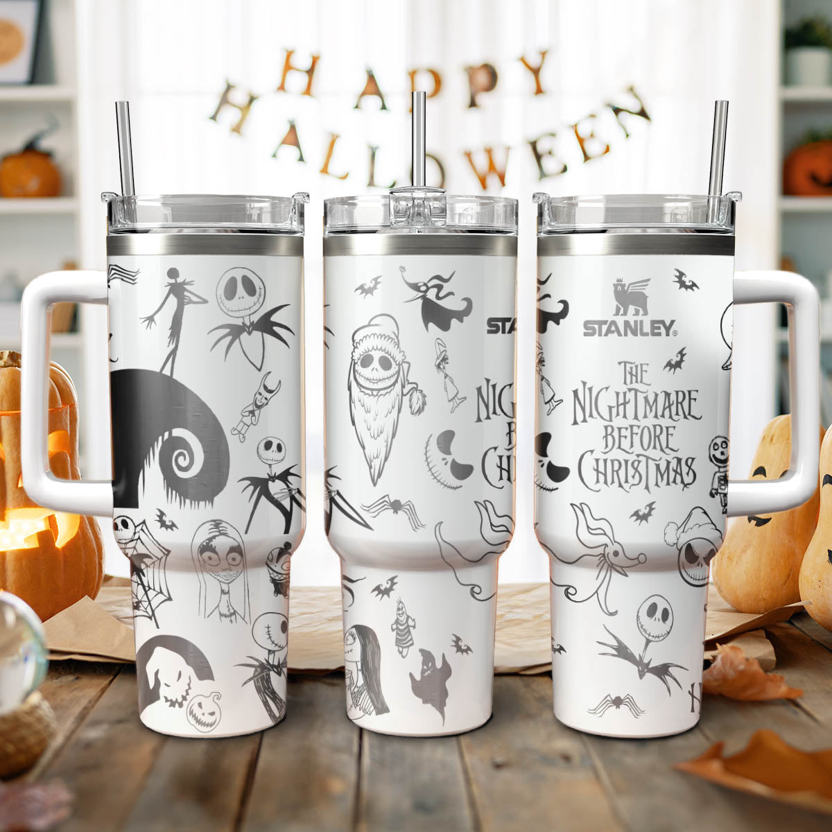 Disney Nightmare Christmas Engraved Stanley 40oz Tumbler
