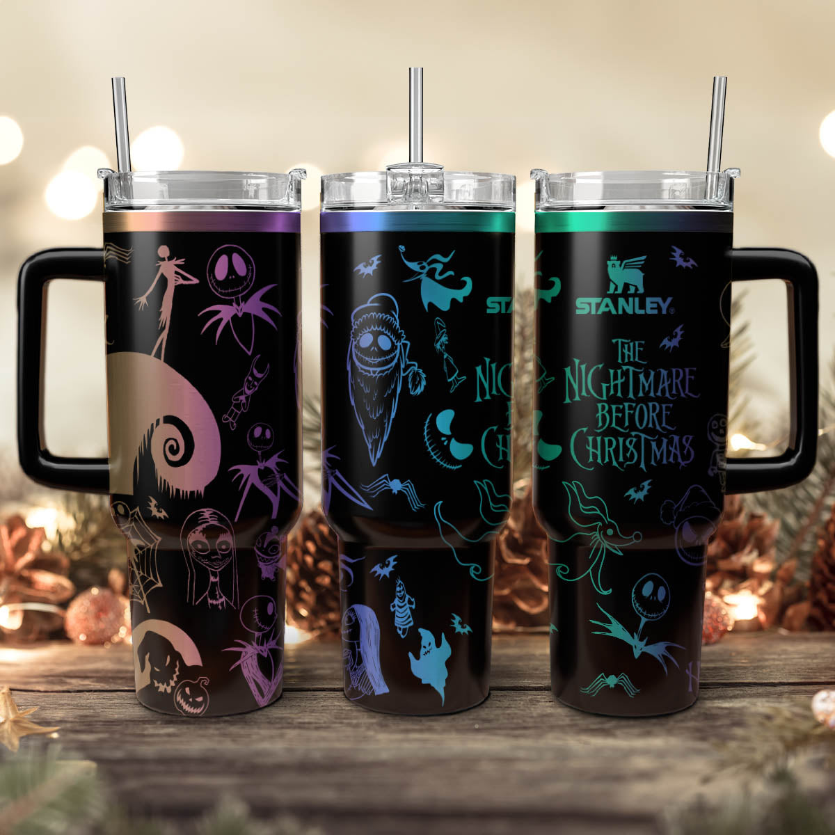 Disney Nightmare Christmas Engraved Stanley 40oz Tumbler