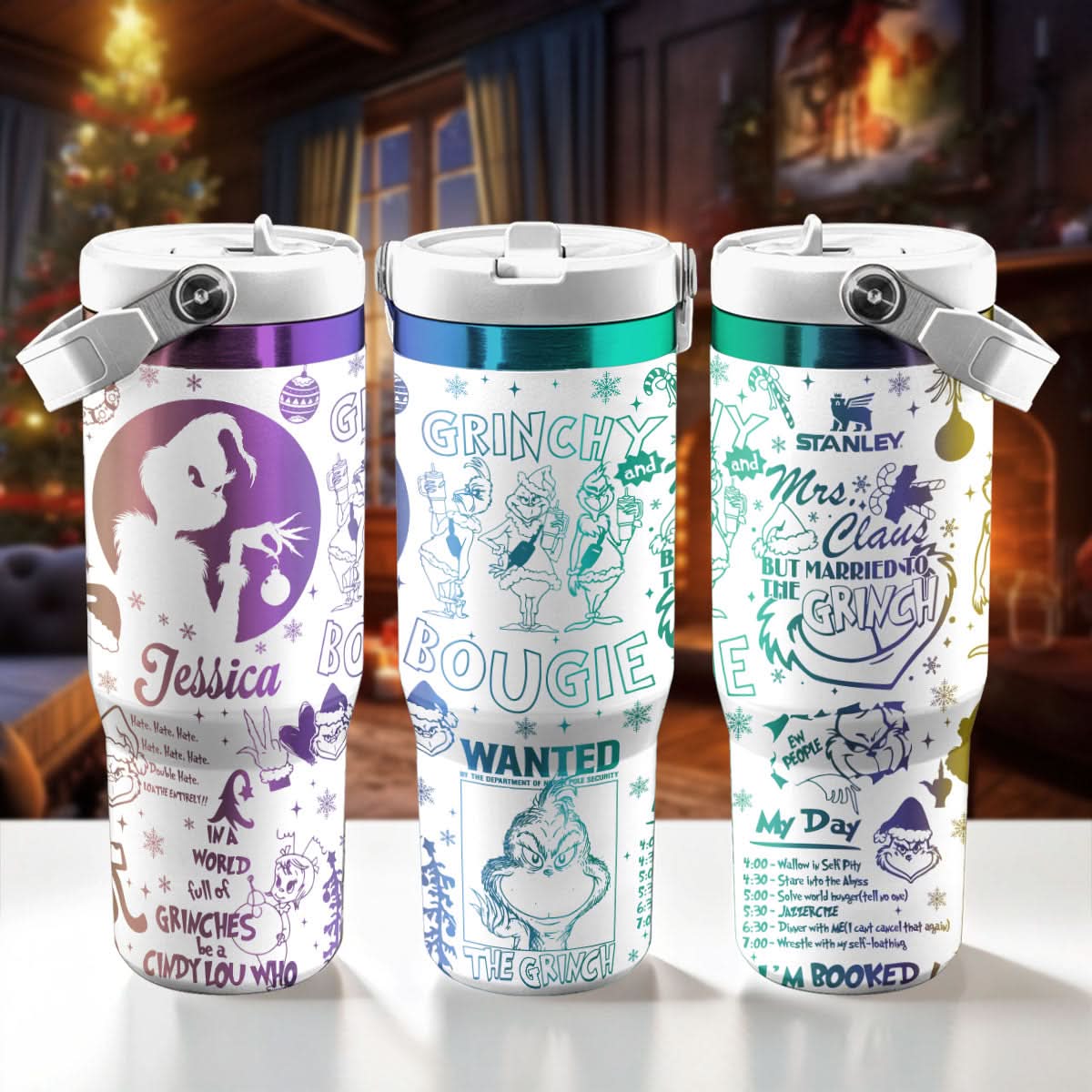 Custom Name Grinch IceFlow 40oz Tumbler - 410HLTLTB006