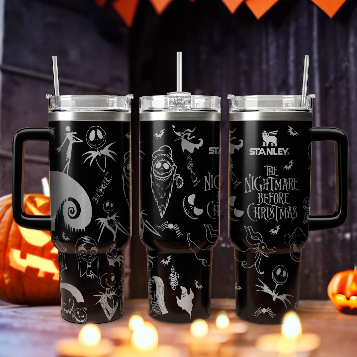 Disney Nightmare Christmas Engraved Stanley 40oz Tumbler