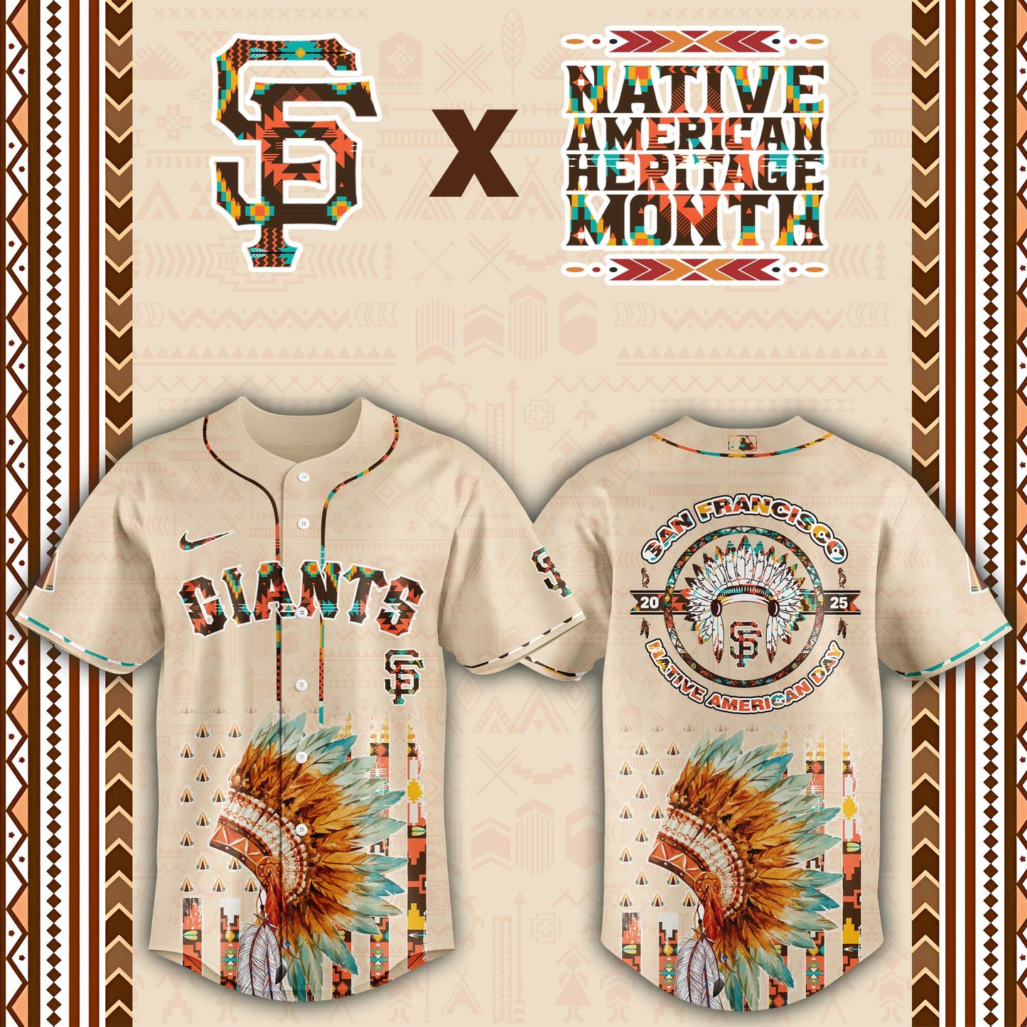 San Francisco Giants Native American Heritage Month Baseball Jersey - Saint Savoir