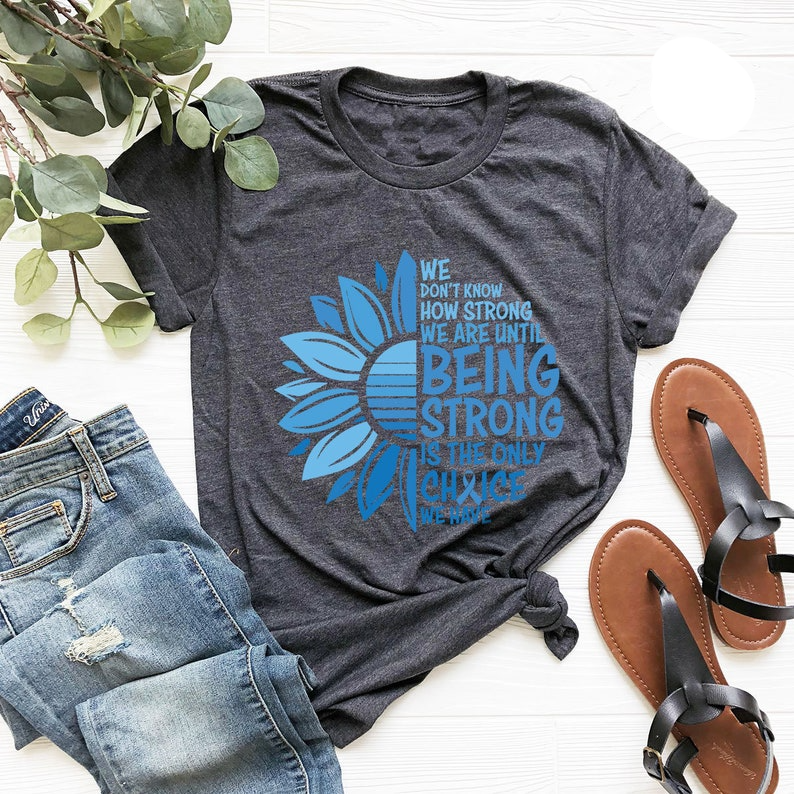 Colon Cancer Awareness Shirt, Cancer Ribbon Graphic Tees, Cancer Support Shirts