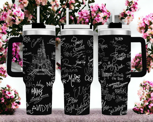 Disney Character Signatures Laser Engraved 40 oz Tumbler