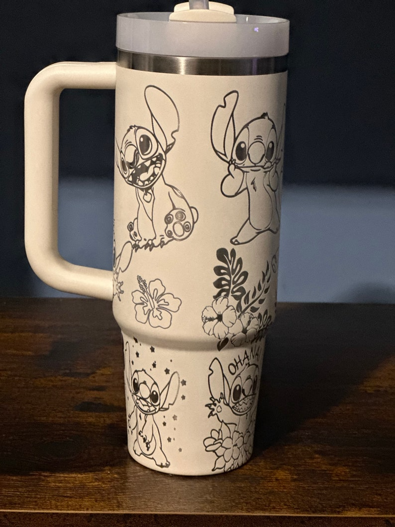 Stitch Ohana & Disney Full Wrap Laser Engraved 40 Oz Tumbler