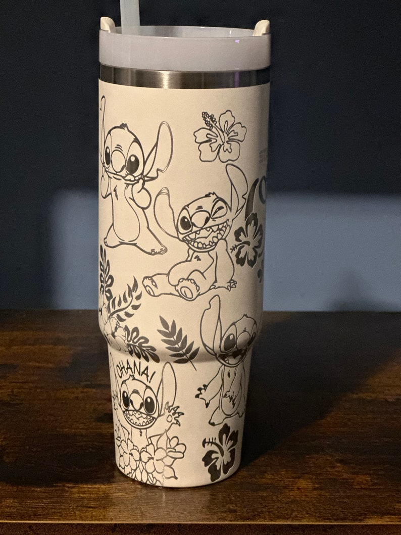 Stitch Ohana & Disney Full Wrap Laser Engraved 40 Oz Tumbler