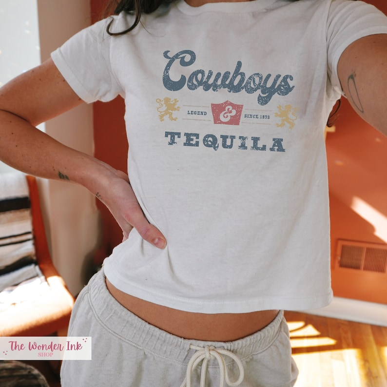 Cowboys and Tequila Baby Tee, Western Cowgirl Baby Tee, Yee Haw T-Shirt