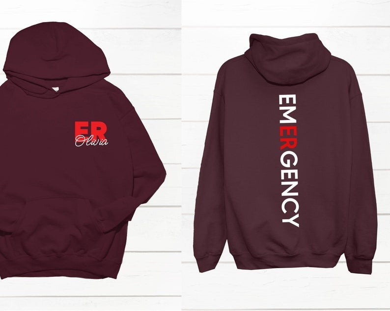 Personalized ER Nurse Sweatshirt, Emergency Room Tech Gift