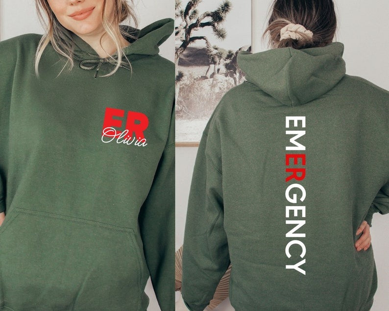 Personalized ER Nurse Sweatshirt, Emergency Room Tech Gift