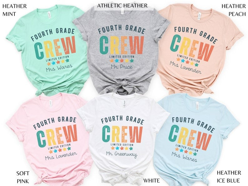 Custom Fourth Grade Crew Teacher Shirt, 4th grade Teacher Team