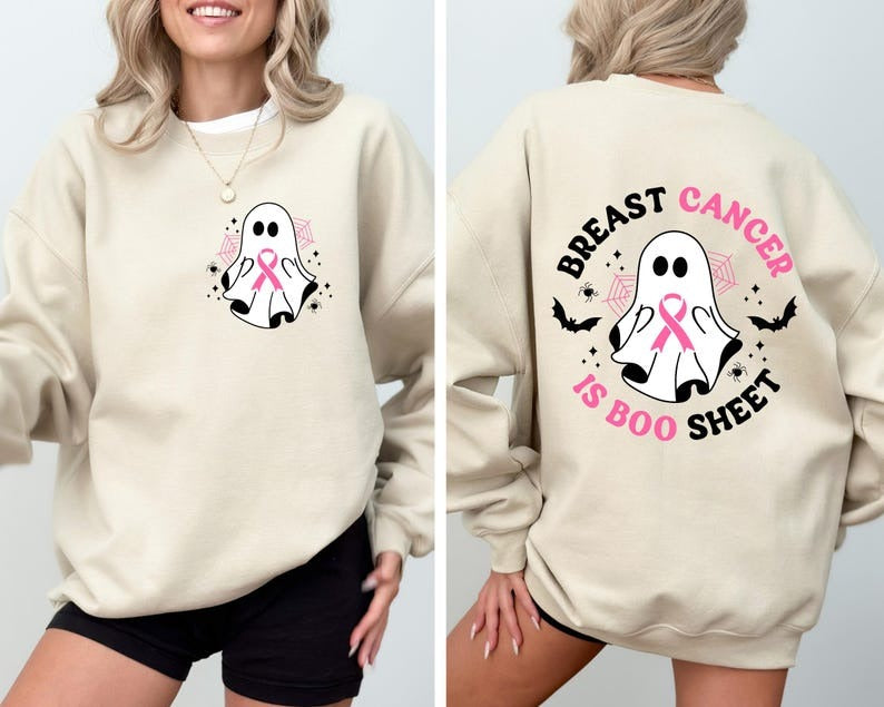 Breast Cancer Is Boo Sheet Shirt, Back On My Boo-Shit T Shirt, Ghost Ribbon Breast Cancer Awareness Shirt