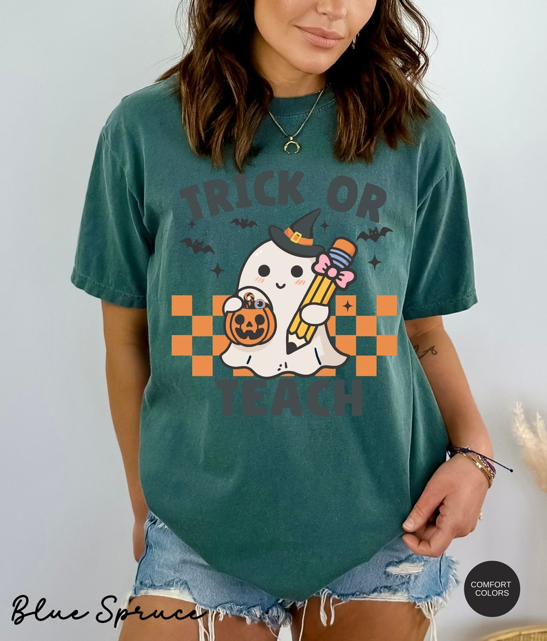 Comfort Colors® Teacher Halloween Shirt, Halloween Teacher Shirt, Trick or Teach Shirt