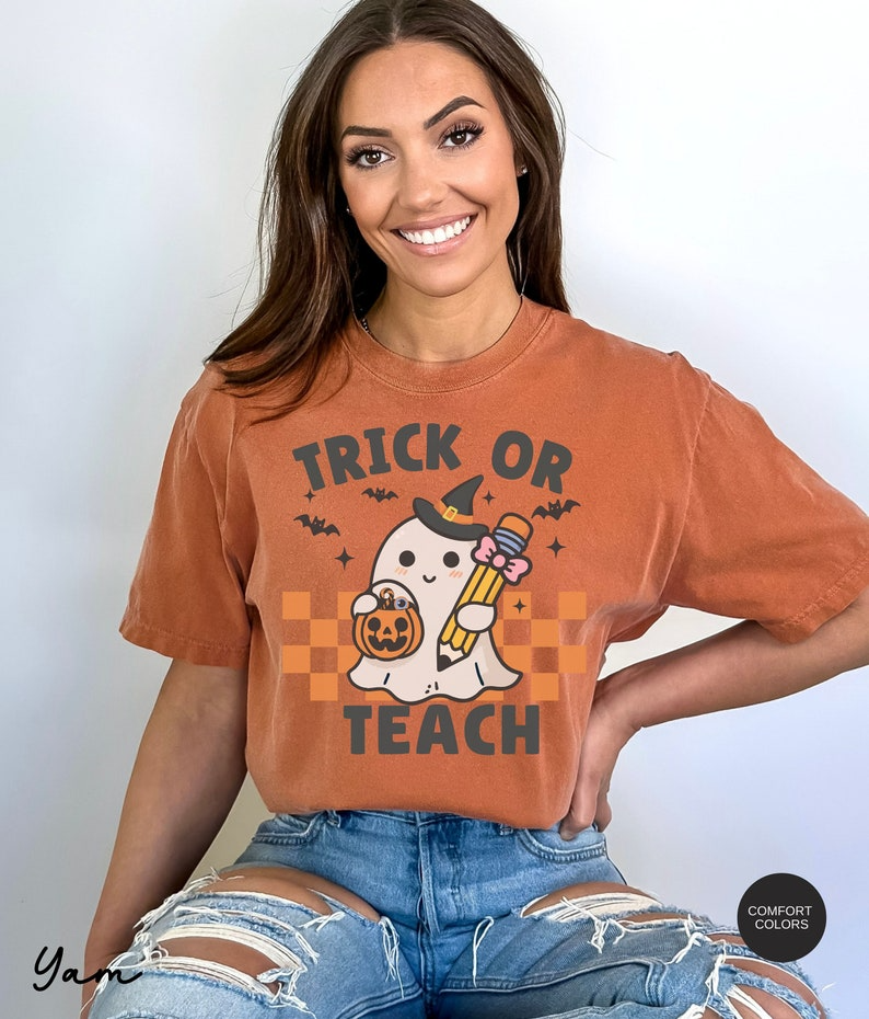 Comfort Colors® Teacher Halloween Shirt, Halloween Teacher Shirt, Trick or Teach Shirt