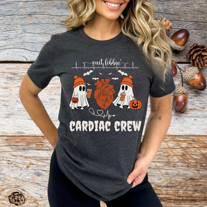 Halloween Cardiac Shirt Heart Anatomy Ghosts TShirt Cardiology Heart Warrior Gift