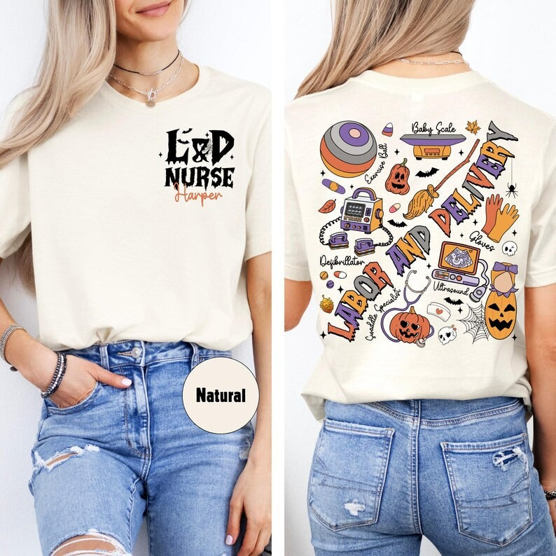 Custom L&D Nurse Halloween Shirt Halloween Labor And Delivery Nurse Shir