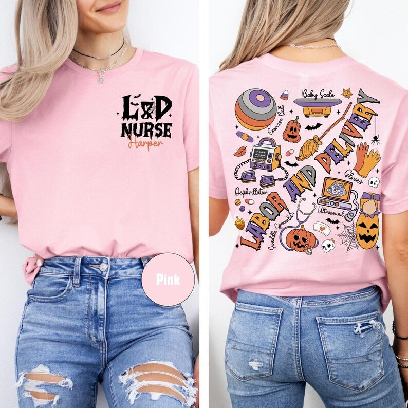 Custom L&D Nurse Halloween Shirt Halloween Labor And Delivery Nurse Shir