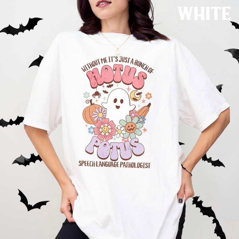 Speech Therapy Shirt for Halloween, Spooky Language Therapist T Shirt Funny Fall SLP Tee