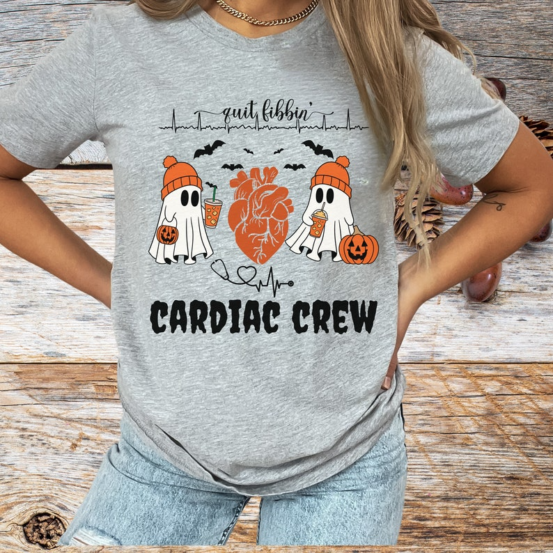 Halloween Cardiac Shirt Heart Anatomy Ghosts TShirt Cardiology Heart Warrior Gift