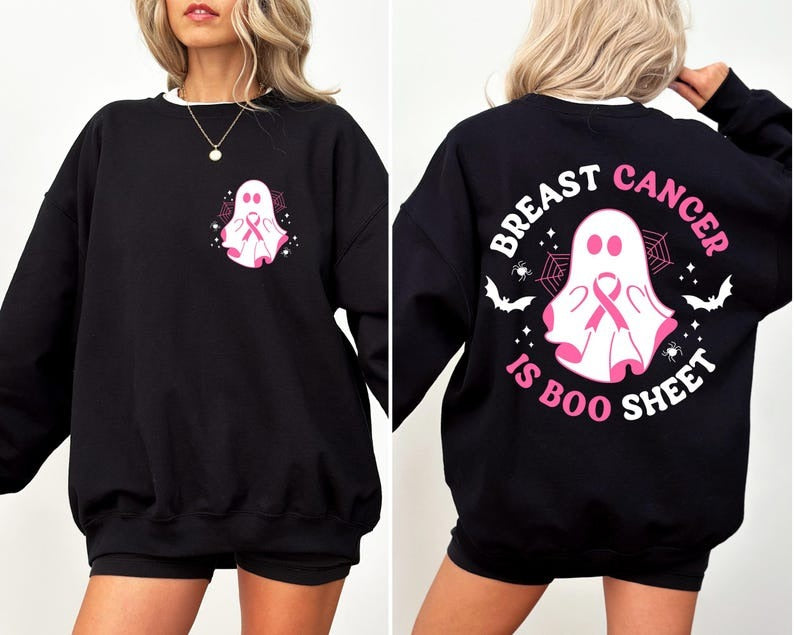 Breast Cancer Is Boo Sheet Shirt, Back On My Boo-Shit T Shirt, Ghost Ribbon Breast Cancer Awareness Shirt