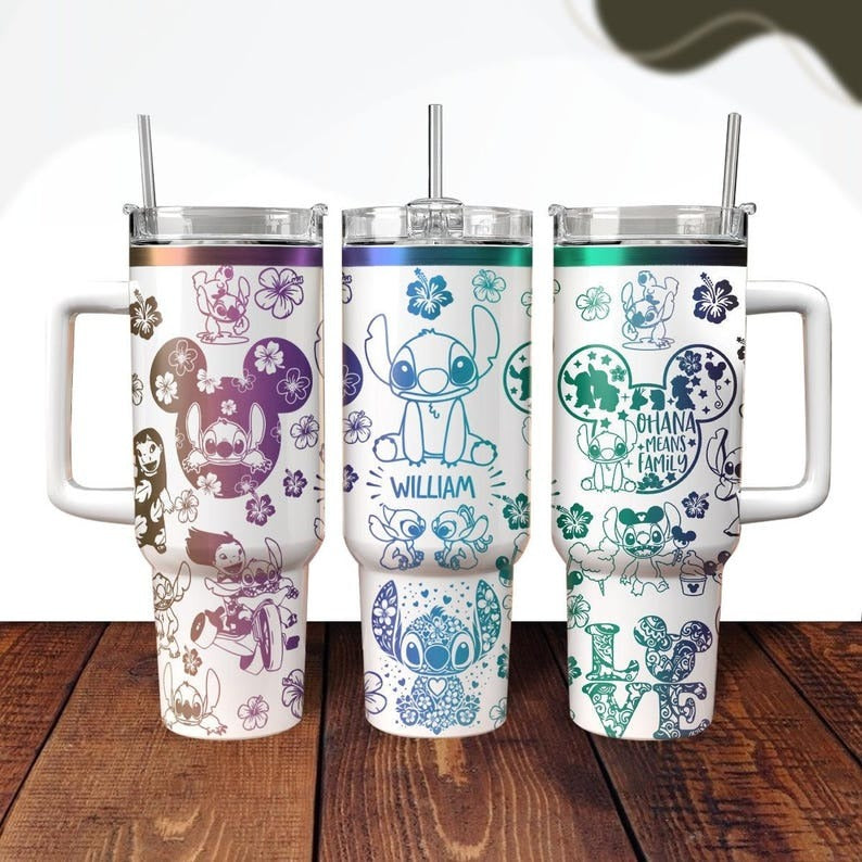 Custom DN Stitch And Lilo Engraved 40 Oz Tumbler